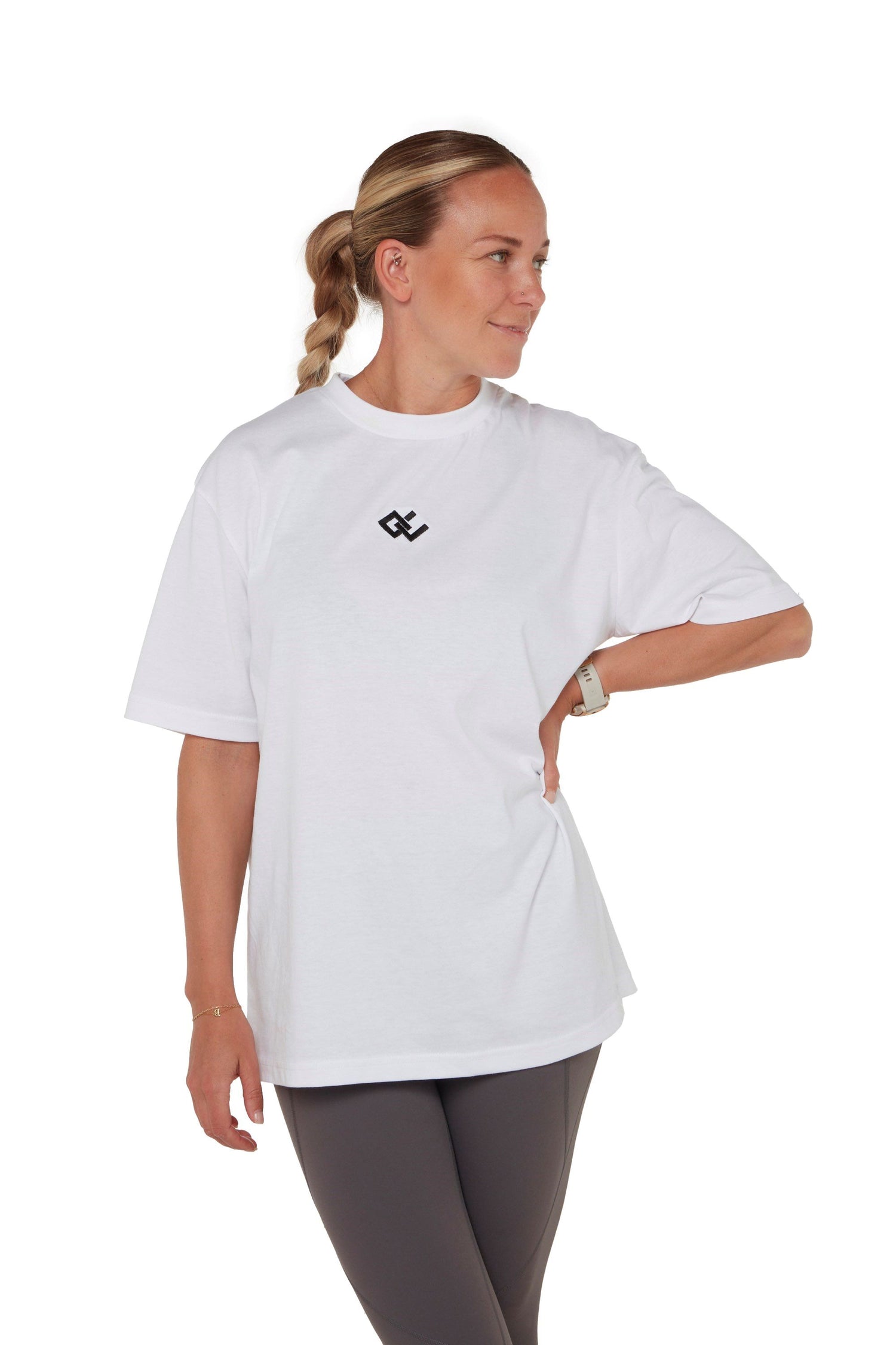 Oversized Tee - White with Black OC